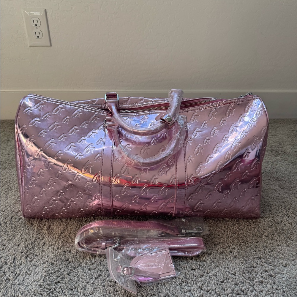 **New** Glamaholic Metallic Pink Monogram Duffle Bag